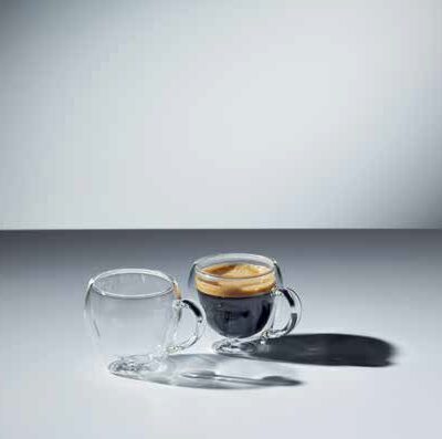 Dupla falú üveg kávés csésze