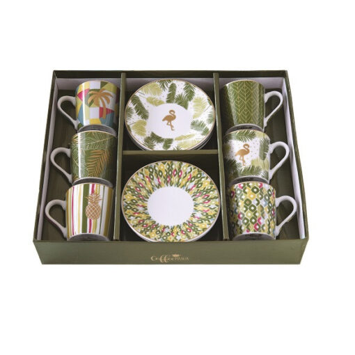Tropical 6 db-os 10 cl-es porcelán kávéskészlet